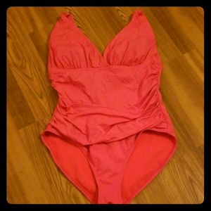 SOLDLiz Claiborne Slimming Pink One Piece Swimsuit